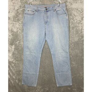 Wrangler Men Western High Rise Regular Straight Leg Light Wash Denim Jean 40x34